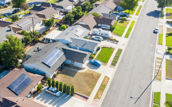 Neighborhood with Solar Panels